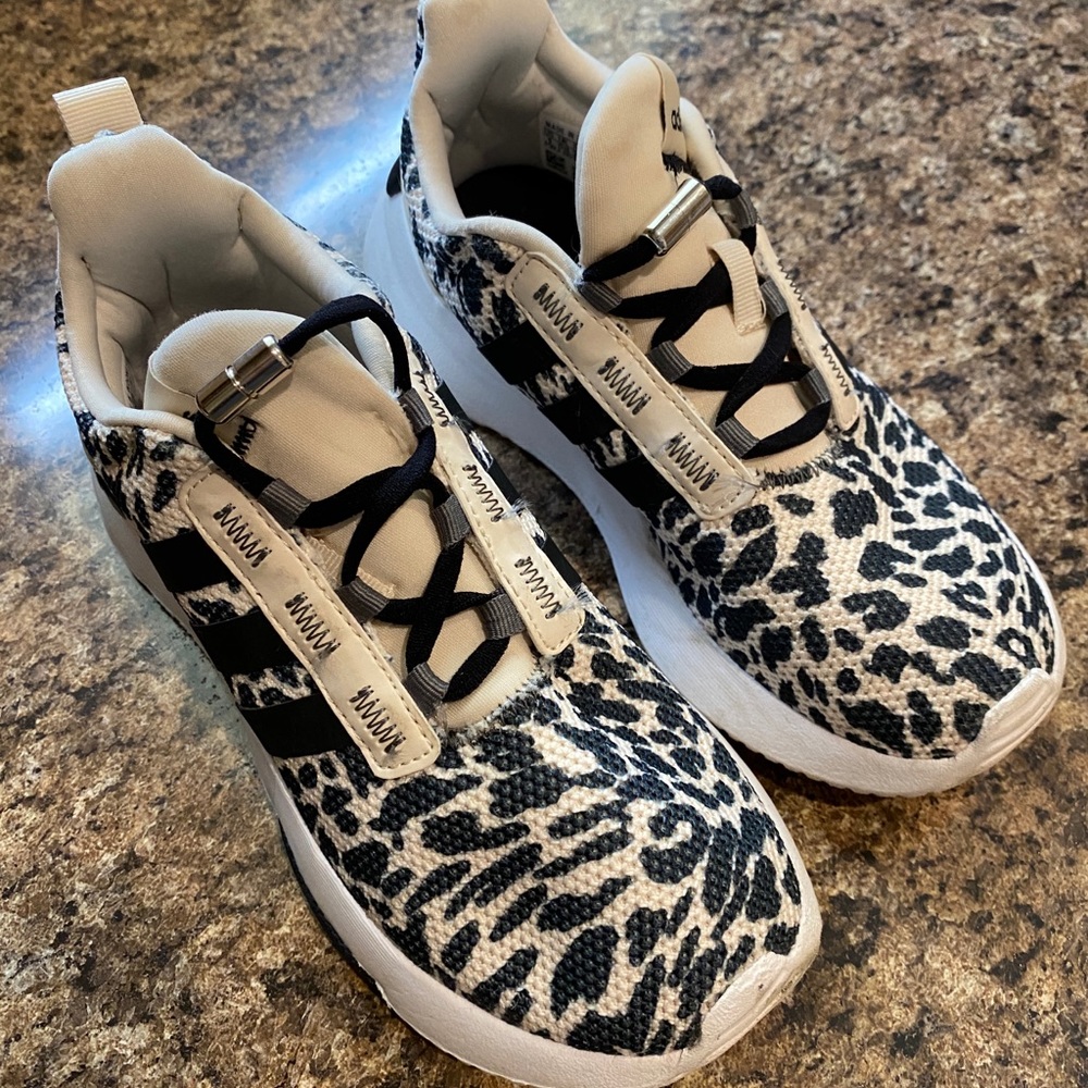 Cheetah print Adidas, size 1 girls